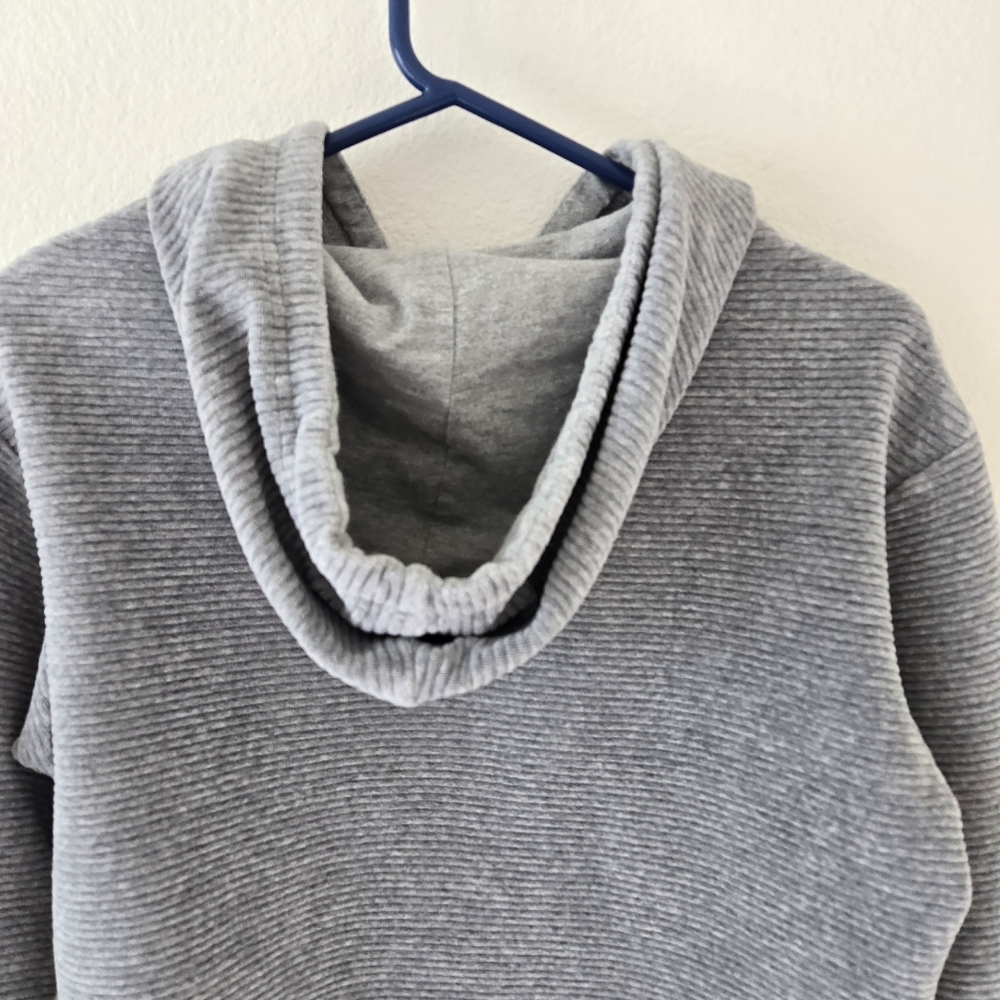 Tavi Noir Semi Cropped Hoodie Womens XS Gray Ribbed Velvet Lounge Athleisure - Picture 6 of 16
